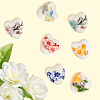 60Pcs 10 Colors Floral Printed Porcelain Beads PORC-PA0001-02-7