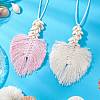 2Pcs 2 Colors Leaf Handmade Woven Cotton Macrame Pendant Decorations HJEW-JM02824-2