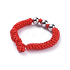 Adjustable Nylon Cord Braided Bead Bracelets and Rings Sets SJEW-JS01029-03-7