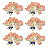 6pcs Peony Flower Enamel Pins JEWB-FH0002-10-1