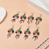 Natural & Synthetic Mixed Gemstone Chips Tree of Life with Alloy Feather Chandelier Earrings EJEW-JE05213-2