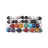 4Pcs 4 Style Natural & Synthetic Mixed Gemstone Strech Bracelets Set BJEW-JB09347-6