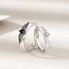 Adjustable Brass Micro Pave Cubic Zirconia Couple Cuff Open Rings WGE4BBC-01-2
