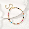 Natural Agate & Brass Round Beaded Bracelets for Women BJEW-JB12852-1
