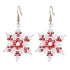 304 Stainless Steel Glass Seed Beads Snowflake Dangle Earrings EJEW-MZ00537-03-3