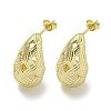 Teardrop Texture Hollow Brass Stud Earrings for Women EJEW-E312-12G-1