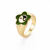 Rack Plating Light Gold Alloy Enamel Wide Band Rings RJEW-Q163-006-RS-3