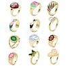 Mixed Style Alloy Enamel Finger Rings for Women RJEW-MSMC002-16-2