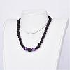 Natural Amethyst Beaded Necklaces & Stretch Bracelets Jewelry Sets SJEW-JS00918-05-7