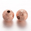 Round Brass Textured Beads KK-L129-25RG-1