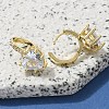 Brass Clear Cubic Zirconia Hoop Earrings EJEW-M047-15G-3