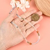 Natural Aquamarine & Quartz Crystal & Carnelian Faceted Round Beaded Necklaces NJEW-YW00007-3
