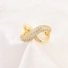 Rack Plating Cross Brass Micro Pave Clear Cubic Zirconia Adjustable Rings for Women RJEW-M028-121G-1