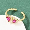 Brass Micro Pave Cubic Zirconia Cuff Open Rings for Women RJEW-C153-04G-4
