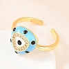 Brass Micro Pave Cubic Zirconia Cuff Open Rings for Women RJEW-K264-16G-01-3