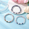 3Pcs 3 Styles Frosted Natural & Synthetic Mixed Gemstone Round Beaded Stretch Bracelets for Women Men BJEW-JB12471-1