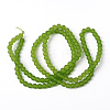 Lime Green Frosted Round Transparent Glass Bead Strands X-GLAA-S031-6mm-34-3