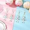 2Pair Girl with Triangle Brass Glass Seed Beads Dangle Earrings EJEW-MZ00453-1