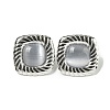 Cat Eye 304 Stainless Steel Square Stud Earrings EJEW-G400-63P-2