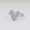 Brass Micro Pave Clear Cubic Zirconia Cuff Rings FS-WG17FF6-22-1