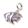 Rhodium Plated 925 Sterling Silver Enamel European Dangle Charms STER-P062-01B-03-2