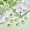 14Pcs 14 Styles 304 Stainless Steel & Gemstone Chip & Evil Eye Resin Finger Rings NJEW-WR00012-4