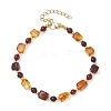 Natural Amber & Brass Beaded Bracelets for Women BJEW-JB13664-3