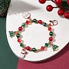 Alloy Enamel Santa Claus Christmas Tree Charm Bracelets X1-BJEW-TA00465-2