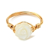 Copper Wired Natural Trochid Shell/Trochus Shell Finger Rings for Women RJEW-JR01054-4