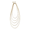 304 Stainless Steel Round Snake Chain Multi Layered Necklaces for Women NJEW-U025-01G-01-2