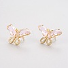 Brass Micro Pave Clear Cubic Zirconia Stud Earrings EJEW-P263-A-2