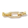 Oval Rectangle Rack Plating Brass Micro Pave Clear Cubic Zirconia Fold Over Clasps KK-A225-12G-1