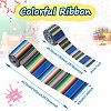 2Rolls 2 Styles Stripe Pattern Printed Polyester Grosgrain Ribbon OCOR-TA0001-37G-3