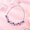 Round Glass Beaded Bib 304 Stainless Steel Rolo Chain Necklaces NJEW-JN05359-01-1