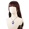 Blue Lampwork Evil Eye Pendant Necklace with Waxed Cord for Women NJEW-JN03955-02-3