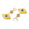 Glass Seed Bead Evil Eye Hoop Earrings EJEW-MZ00272-03-4