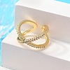 Adjustable Brass Micro Pave Clear Cubic Zirconia Cuff Rings LS-RJEW-F101-17G-4