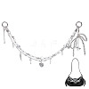 Brass Chains & Acrylic Beaded Double Layer Bowknot Purse Decorative Chains HJEW-NB00281-1