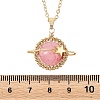 Dyed Natural Green Jade Copper Wire Wrapped Planet Pendant Brass Cable Chain Necklaces for Women NJEW-TA00260-01-4