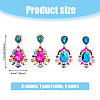 FIBLOOM 2 Pairs 2 Colors Rhinestone Teardrop Dangle Stud Earrings EJEW-FI0001-99-2