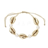 2Pcs Natural Shell & Acrylic Pearl Braided Bead Bracelets for Women BJEW-JB11262-3