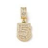 Brass Clear Cubic Zirconia European Dangle Charms LS-KK-R003-01G-05-2