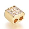 Brass Micro Pave Cubic Zirconia Slide Charms ZIRC-G166-34G-1