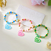 Glass Resin Magnetic Heart Friendship Stretch Bead Bracelet Sets for Women WG24CEB-01-1