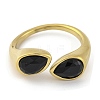 Ion Plating(IP) 304 Stainless Steel Rhinestone Teardrop Cuff Open for Women RJEW-N046-04C-G-2