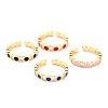 Adjustable Real 18K Gold Plated Brass Enamel Finger Rings RJEW-L071-22G-1