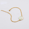 Flat Round with Letter Pattern 304 Stainless Steel Link Bracelets FS-WG4692B-27-2