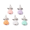 Opaque Acrylic Beads with Iron Flat Head Pins and ABS Plastic Imitation Pearl Round Beads and Tibetan Style Beads Pendants PALLOY-JF03810-1