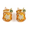 Brass Micro Pave Clear Cubic Zirconia European Enamel Beads KK-D421-06G-1