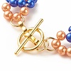 Acrylic Pearl Braided Flower Link Bracelet with Alloy Toggle Clasp for Women BJEW-JB08101-6